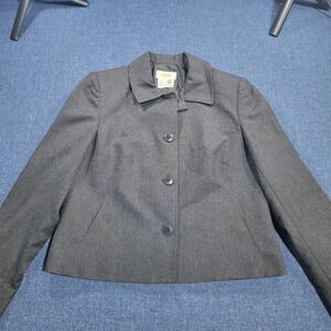 Talbots Petites Women's Dark Gray Wool Blazer Jacket Size 4